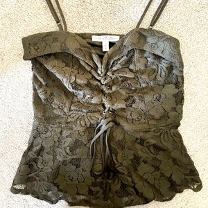 Express dark green lace corset tank